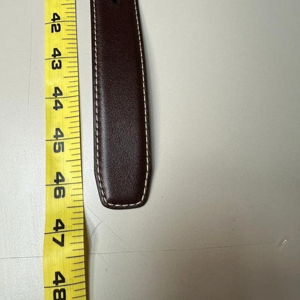 Johnston & Murphy Mens Brown Leather Dress Belt 38 Silver Buckle 75-0540